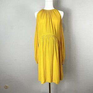 Ramy Brook Maternity Dress Cold Shoulder Long Sleeve Silky‎ Yellow Size Medium
